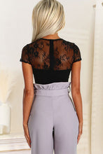 Load image into Gallery viewer, Lace Detail Round Neck Short Sleeve Bodysuit
