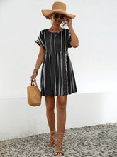Load image into Gallery viewer, Striped Polka Dot Frill Short Sleeve Mini Dress
