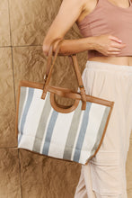 Load image into Gallery viewer, Fame Striped In The Sun Faux Leather Trim Tote Bag
