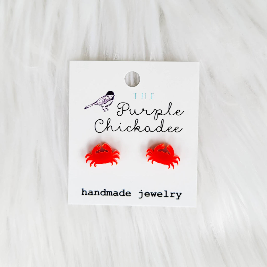 Red Crab Acrylic Earrings