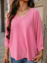 Load image into Gallery viewer, Striped V-Neck Raglan Sleeve T-Shirt
