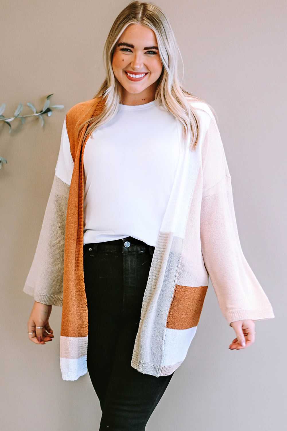Plus Size Color Block Open Front Longline Cardigan – Tidal Salt Co