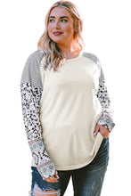 Load image into Gallery viewer, Plus Size Mixed Print Raglan Sleeve Round Neck Top
