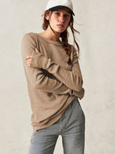 Load image into Gallery viewer, Waffle-Knit Round Neck Long Sleeve Sweater
