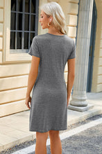 Load image into Gallery viewer, Ruched Round Neck Short Sleeve Mini Dress
