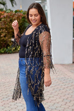 Load image into Gallery viewer, Plus Size Contrast Sequin Sheer Mesh Cardigan
