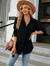 Load image into Gallery viewer, Textured Button Up Dropped Shoulder Shirt
