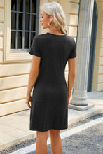 Load image into Gallery viewer, Ruched Round Neck Short Sleeve Mini Dress
