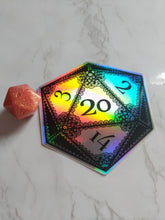 Load image into Gallery viewer, Holographic 20 Sided Dice Sticker
