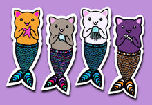 Load image into Gallery viewer, Cat Mermaid Sticker Sheet (4 stickers)
