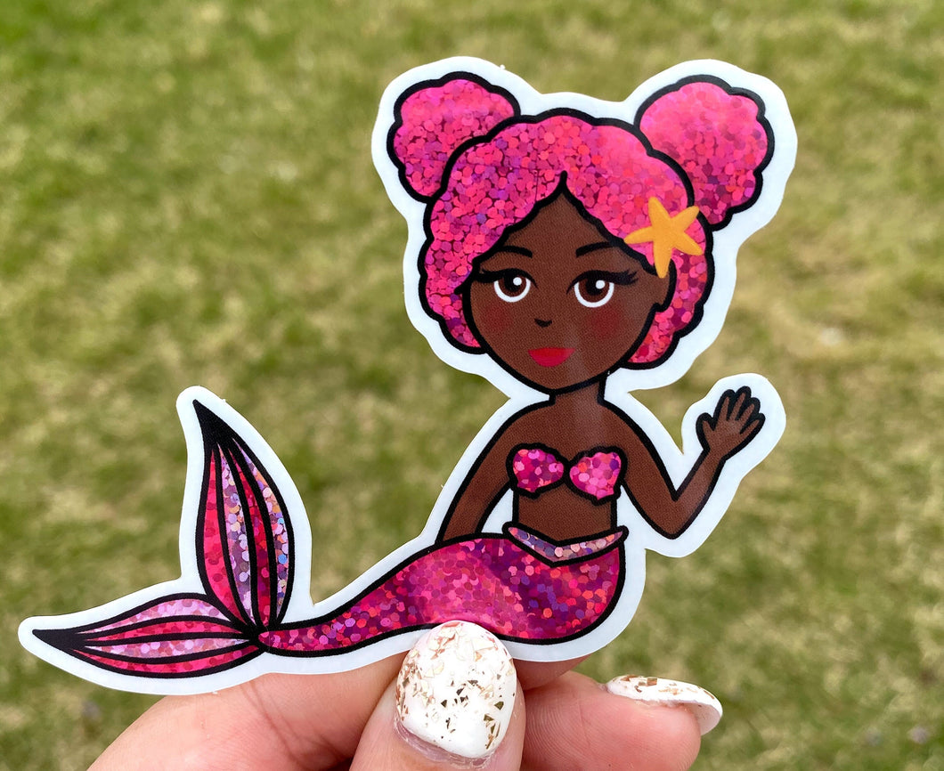 Glitter Pink Mermaid Sticker