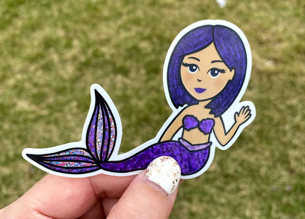 Glitter Blue Purple Mermaid Sticker