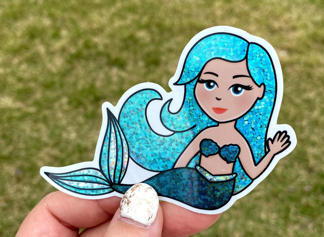 Glitter Blue Mermaid Sticker