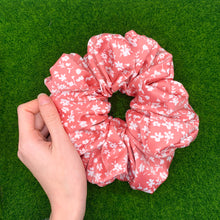 Load image into Gallery viewer, Pink Daisy Jumbo Silk Scrunchie - &quot;Big Top&quot;  XXL Scrunchie for Thick Hair Scrunchies Silk - Large Scrunchie - Oversized Scrunchie Daisy
