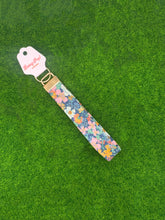 Load image into Gallery viewer, Navy Daisy Wristlet Keychain Boho Floral
