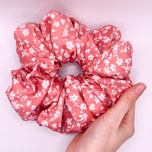 Load image into Gallery viewer, Pink Daisy Jumbo Silk Scrunchie - &quot;Big Top&quot;  XXL Scrunchie for Thick Hair Scrunchies Silk - Large Scrunchie - Oversized Scrunchie Daisy
