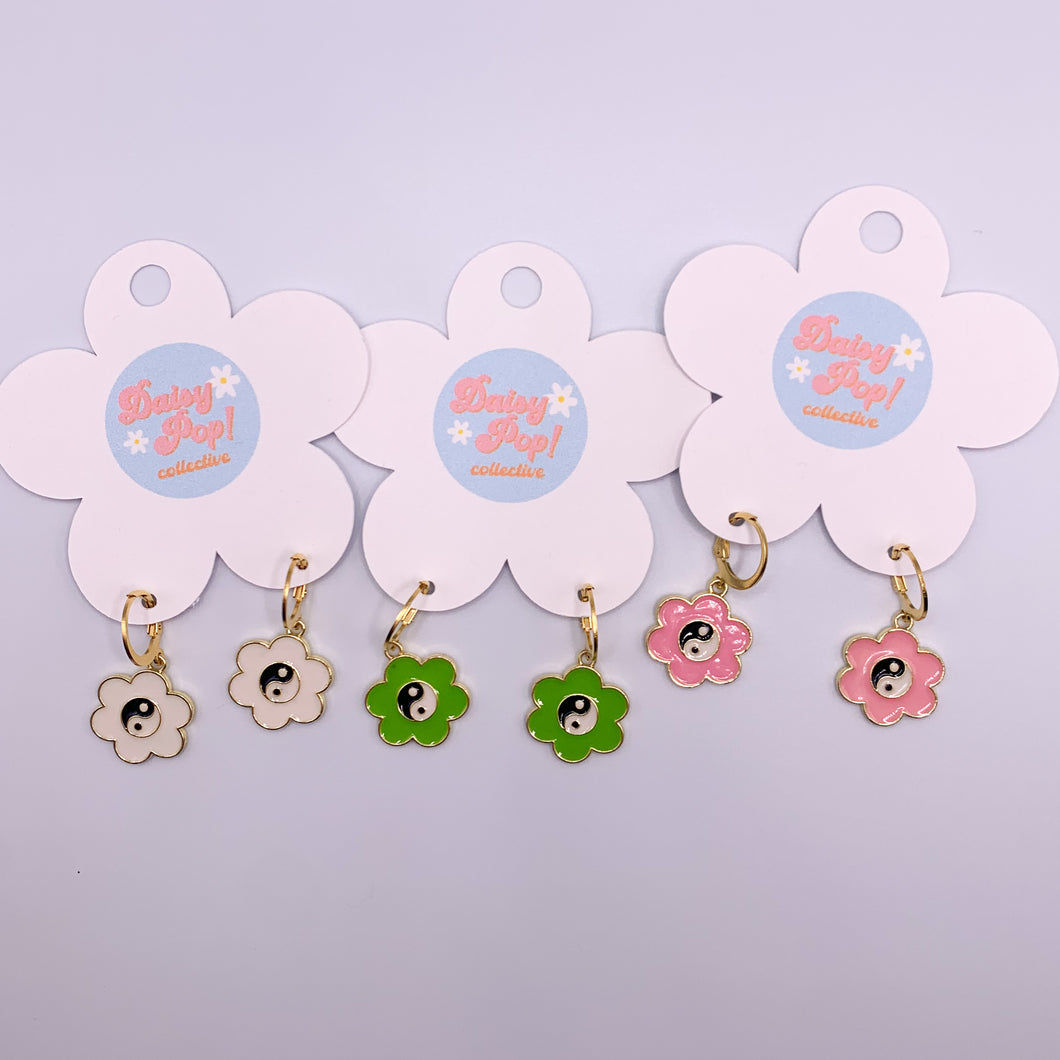 Stainless Steel YinYang Huggie Hoop Earring