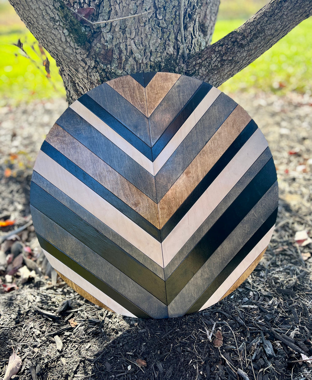 Brown, gray, and black barn quilt wall art available to purchase from Tidal Salt Co