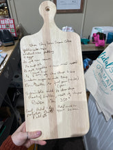 Load image into Gallery viewer, *CUSTOM ORDER* wood engraved recipe board- olive wood
