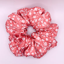 Load image into Gallery viewer, Pink Daisy Jumbo Silk Scrunchie - &quot;Big Top&quot;  XXL Scrunchie for Thick Hair Scrunchies Silk - Large Scrunchie - Oversized Scrunchie Daisy

