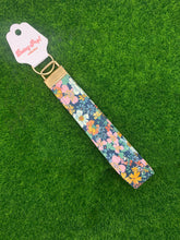 Load image into Gallery viewer, Navy Daisy Wristlet Keychain Boho Floral
