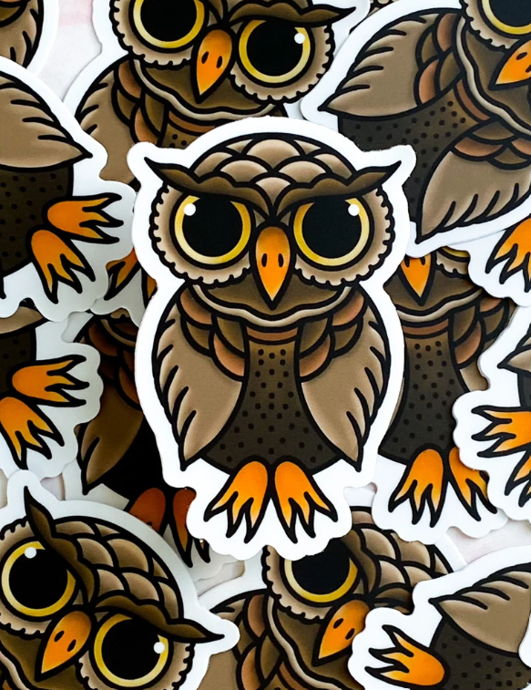 Traditional Tattoo Style Owl Sticker