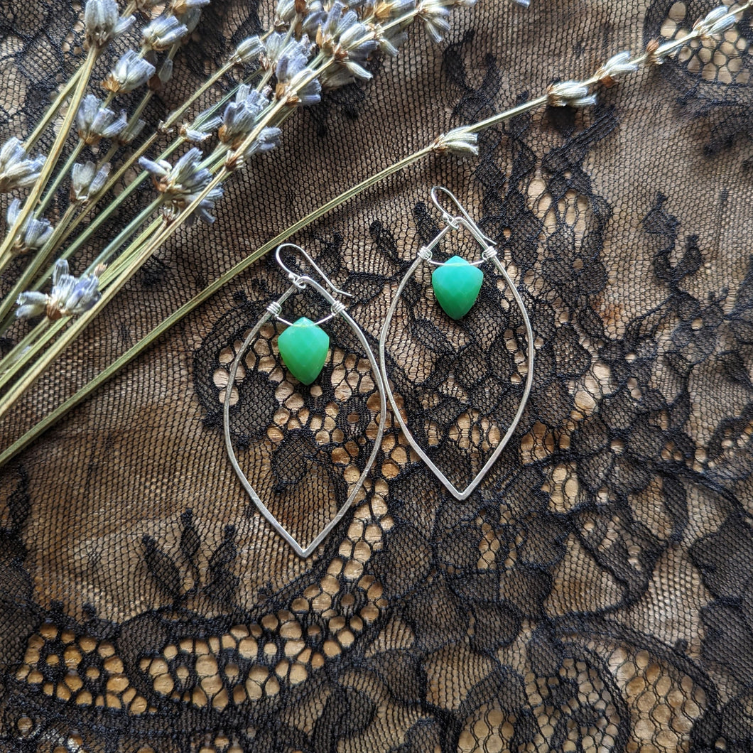 Chrysoprase Petal Earrings