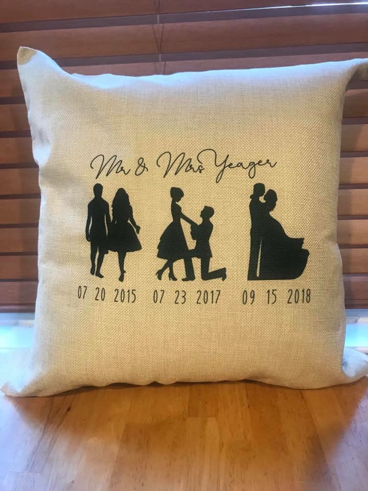 wedding/bridal shower/anniversary gift- silhouette pillow